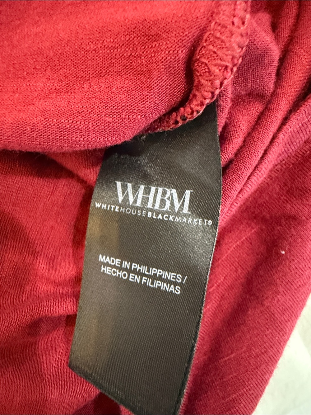White House Black Market Burgundy V-Neck Short Sleeve Tee - Picture 9 of 9